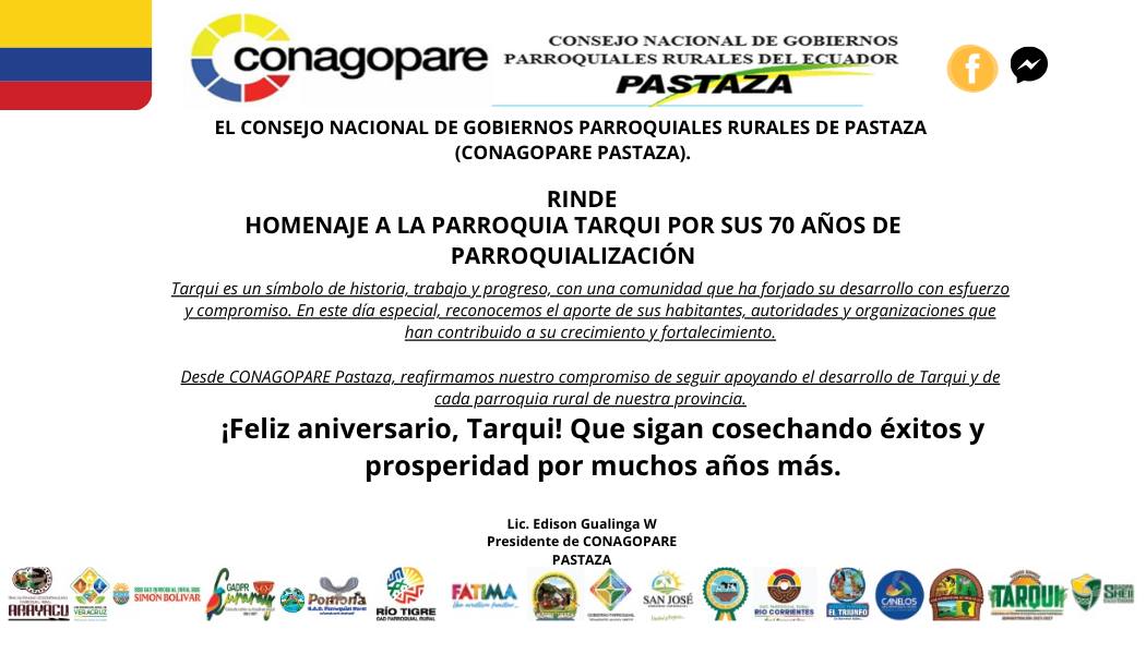 Homenaje A La Parroquia Tarqui Por Sus 70 Años De Parroquialización